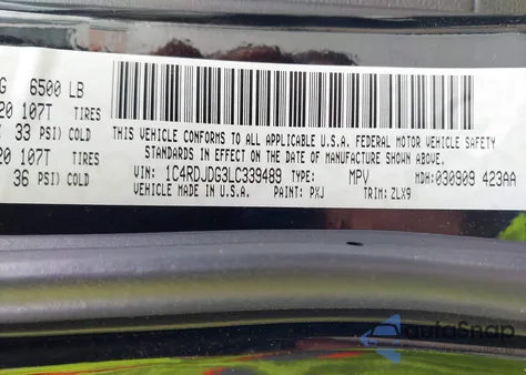 2020 Dodge Durango Gt Plus Awd из США, поврежденный, VIN 1C4RDJDG3LC339489